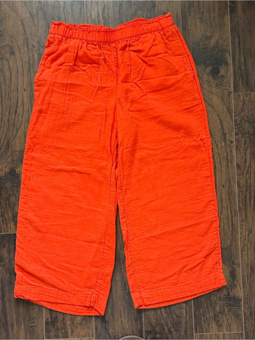 Old Navy Large Sunset Orange High-Waisted Crinkle Gauze Pull-On Ankle Pants
